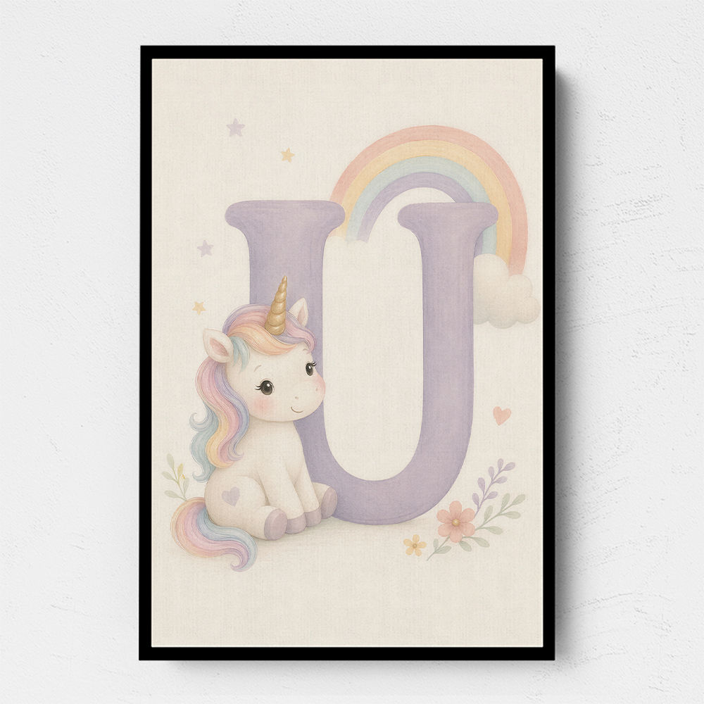 U For Unicorn Kids Nursery Wall Art