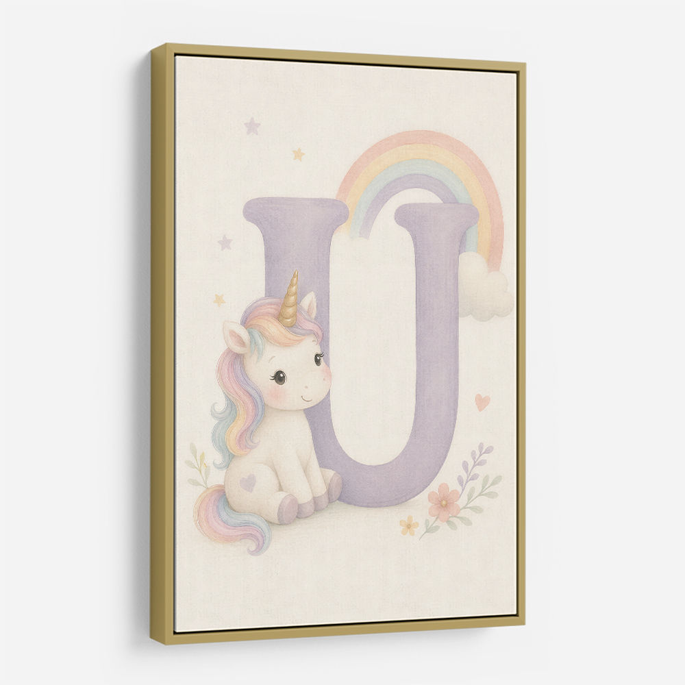 U For Unicorn Kids Nursery Wall Art
