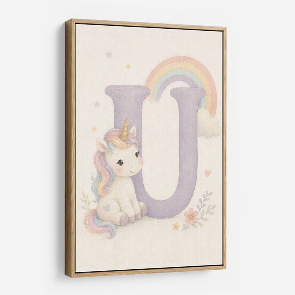 U For Unicorn Kids Nursery Wall Art