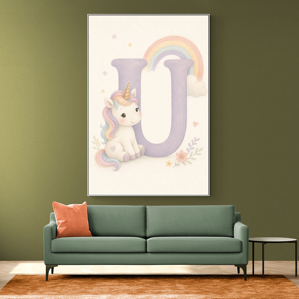 U For Unicorn Kids Nursery Wall Art
