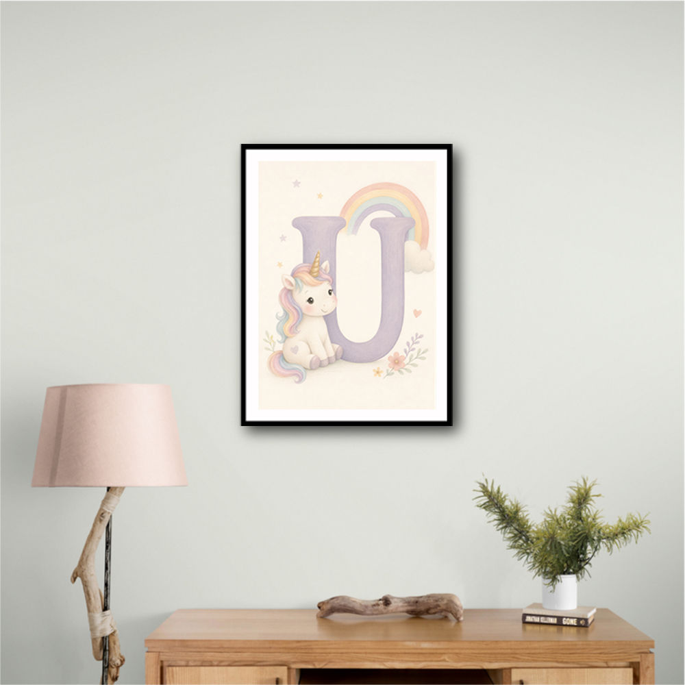 U For Unicorn Kids Nursery Wall Art