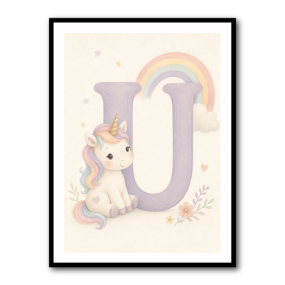 U For Unicorn Kids Nursery Wall Art