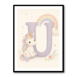 U For Unicorn Kids Nursery Wall Art