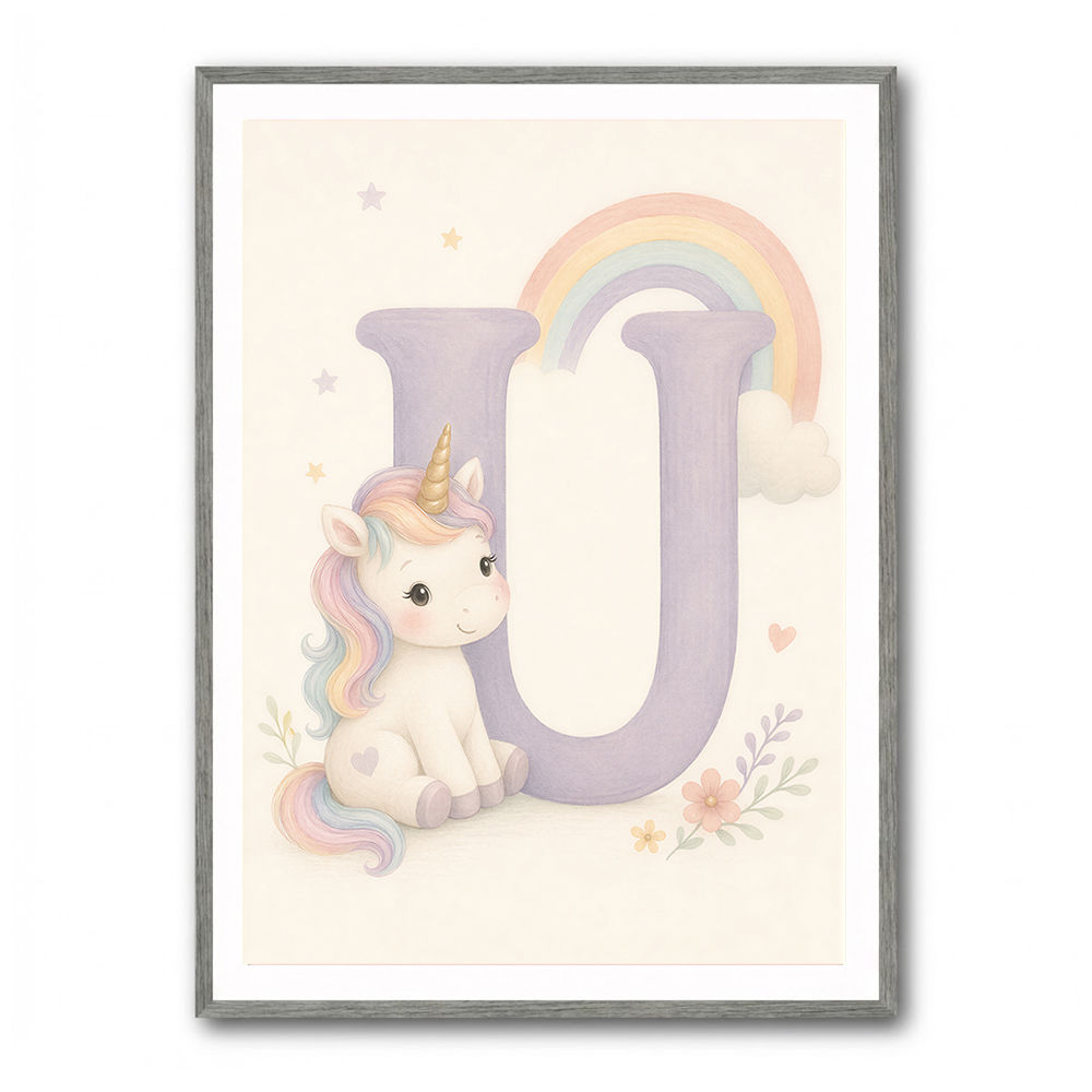 U For Unicorn Kids Nursery Wall Art
