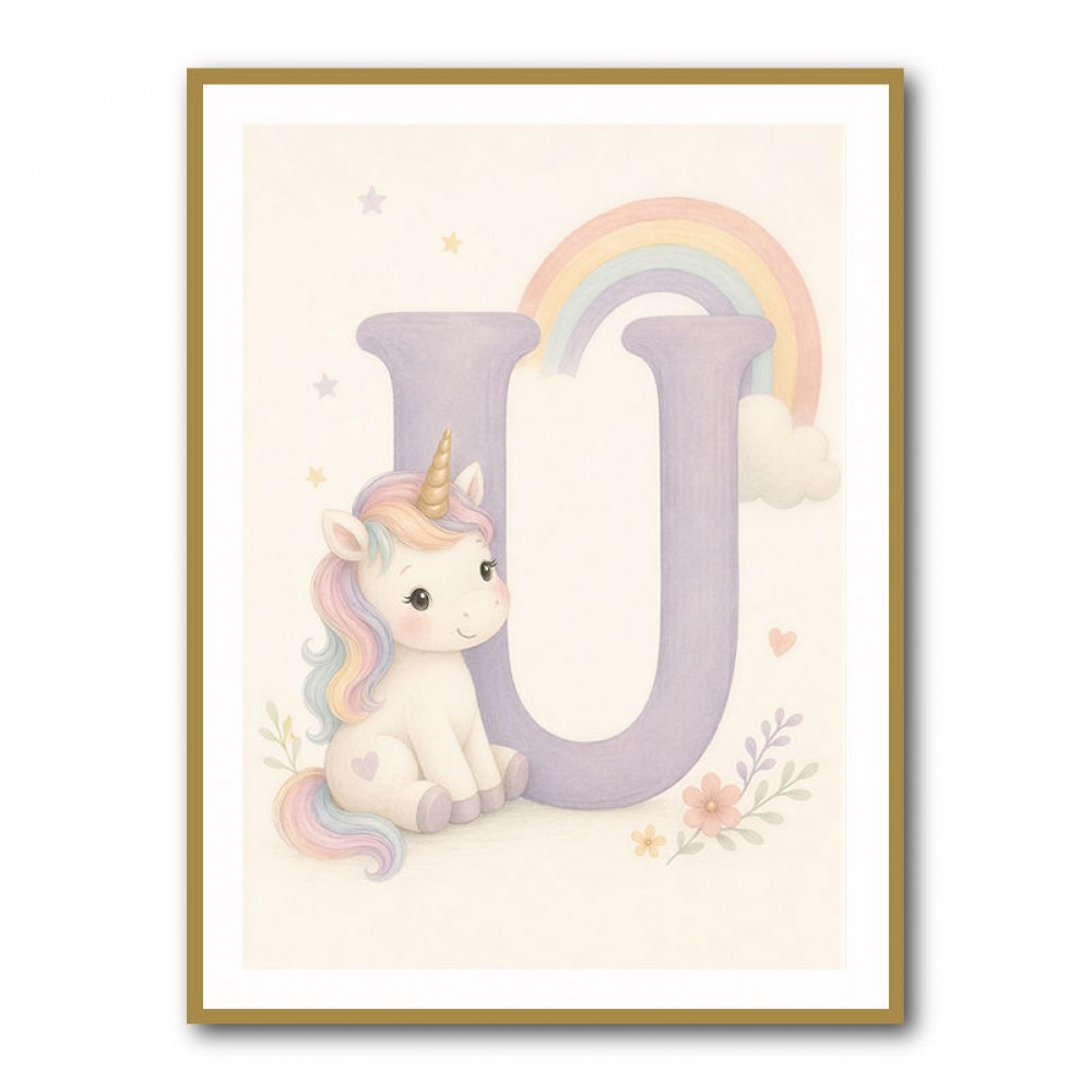 U For Unicorn Kids Nursery Wall Art