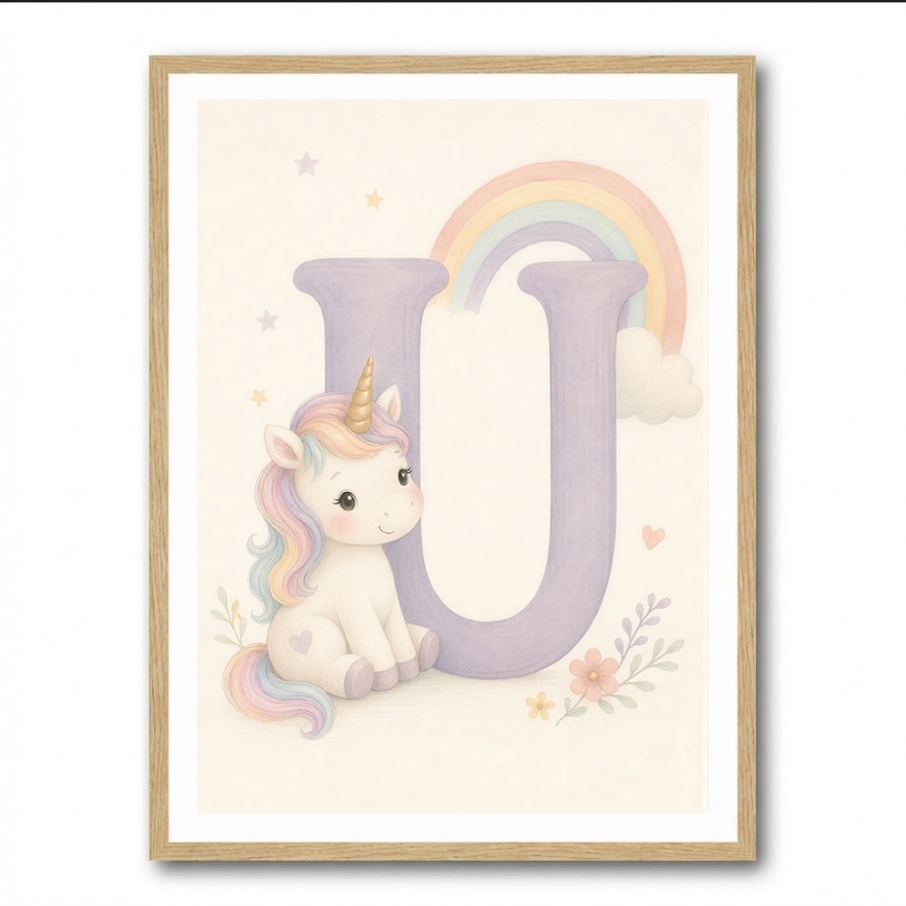 U For Unicorn Kids Nursery Wall Art