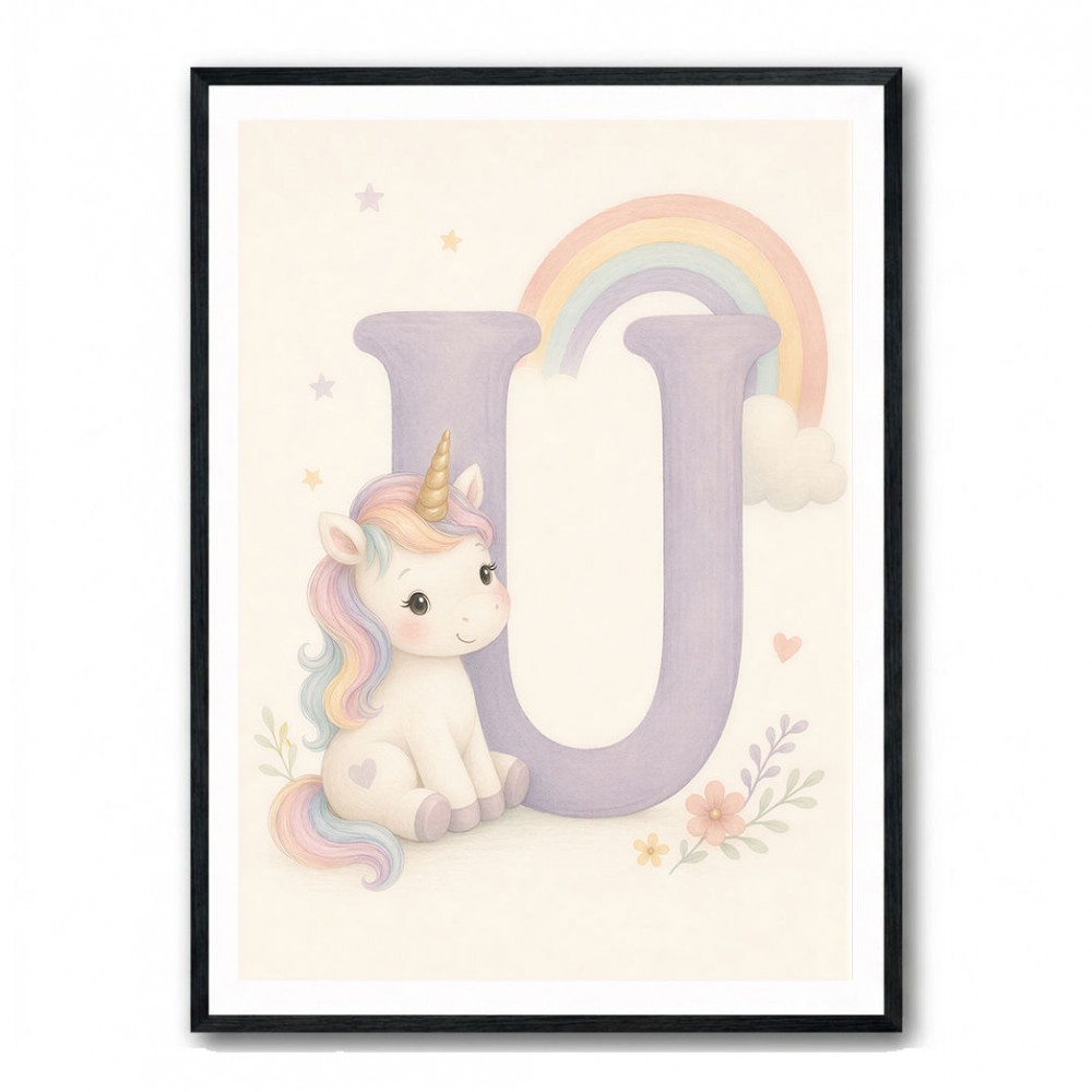 U For Unicorn Kids Nursery Wall Art