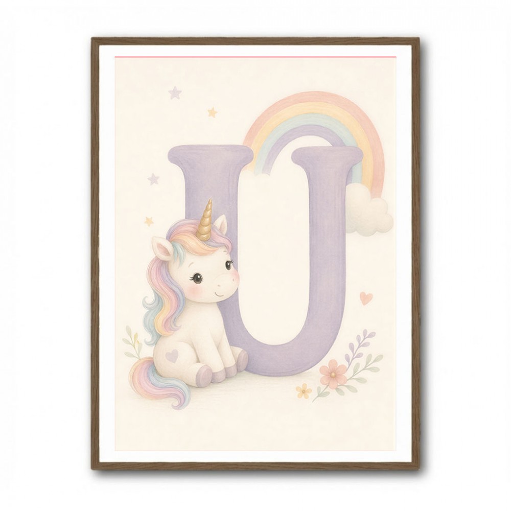 U For Unicorn Kids Nursery Wall Art