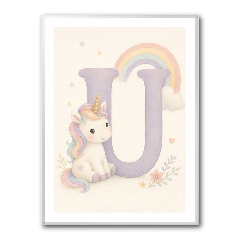 U For Unicorn Kids Nursery Wall Art