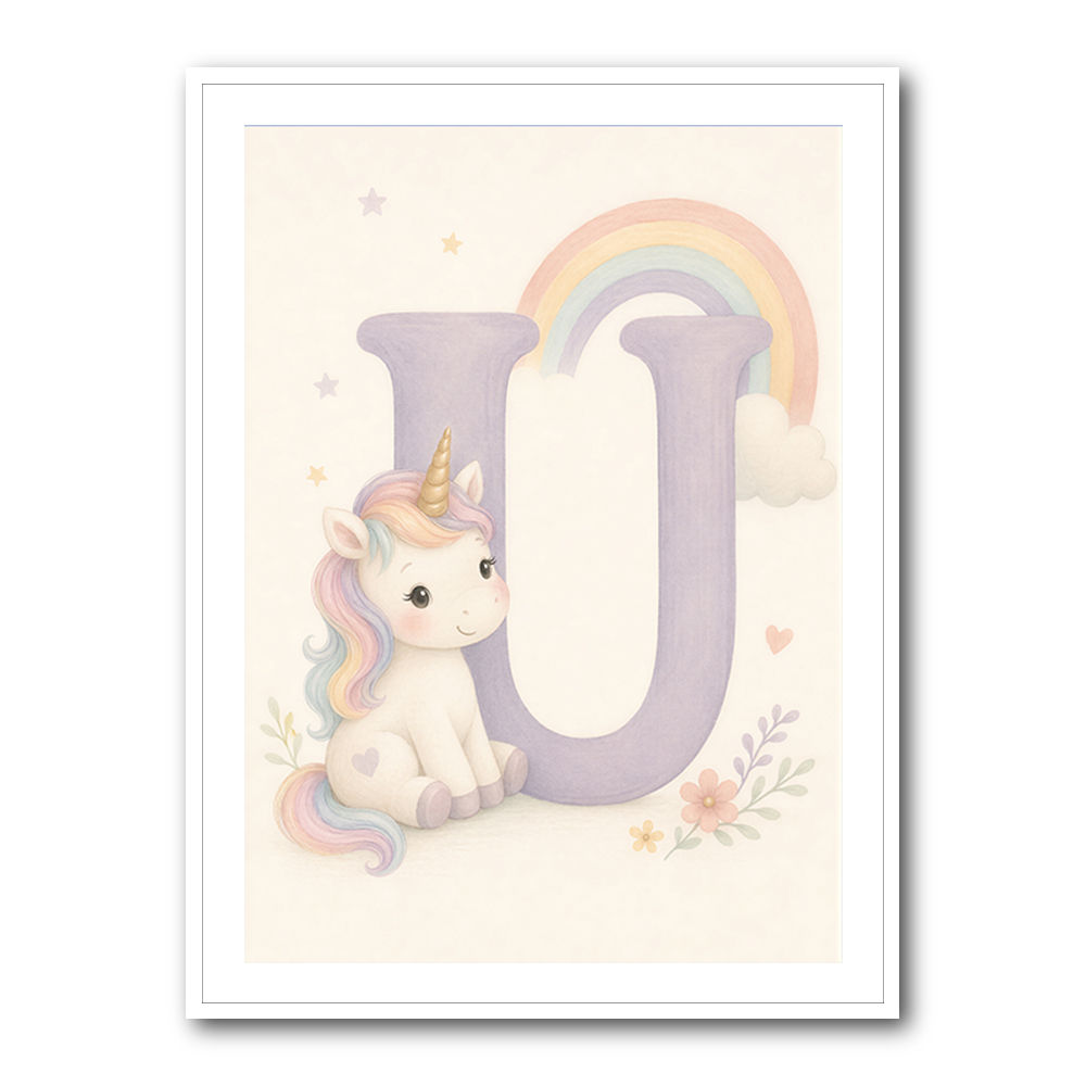 U For Unicorn Kids Nursery Wall Art