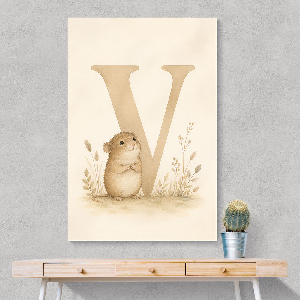 V For Vole Childrens Art Print