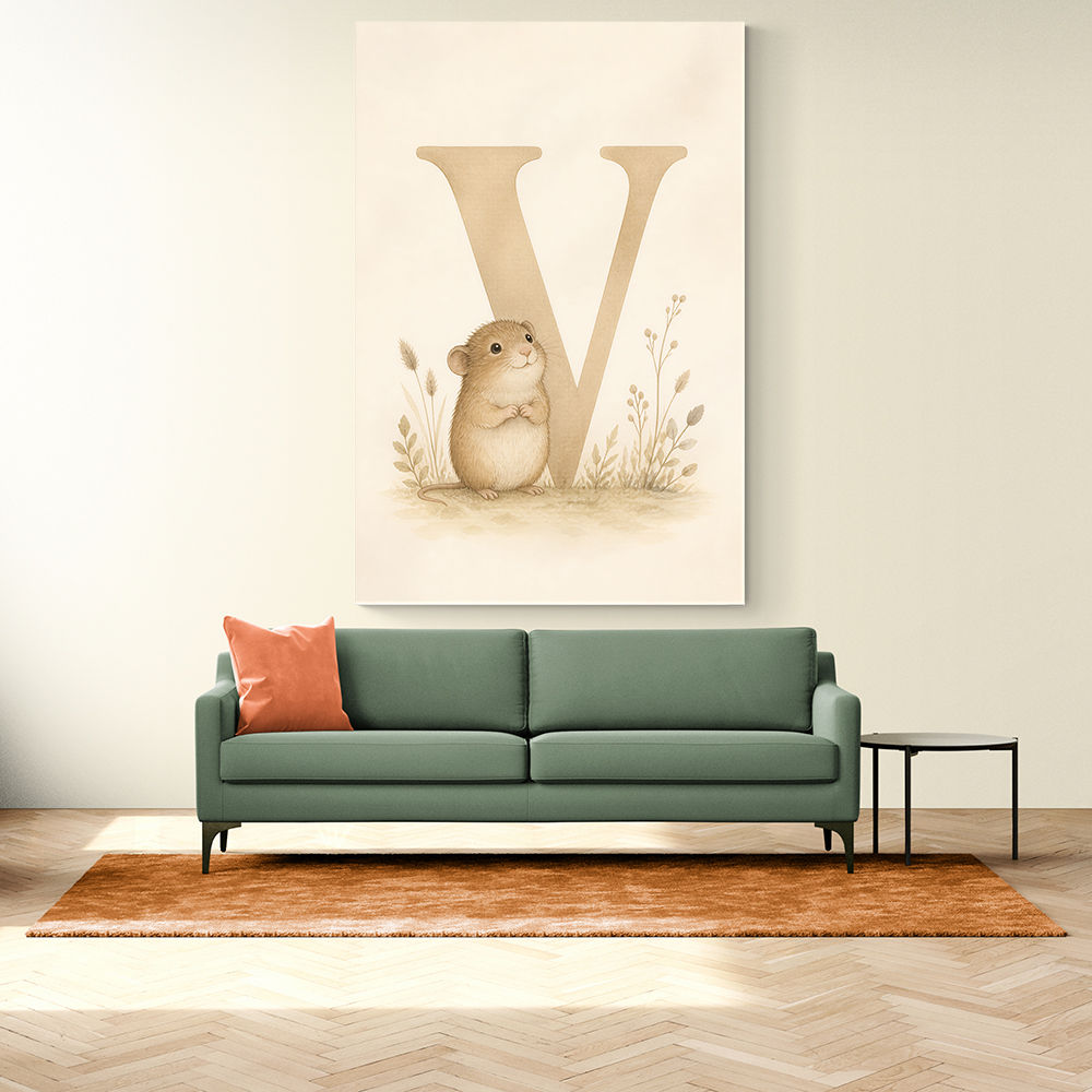 V For Vole Childrens Art Print