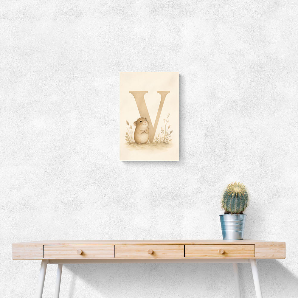 V For Vole Childrens Art Print