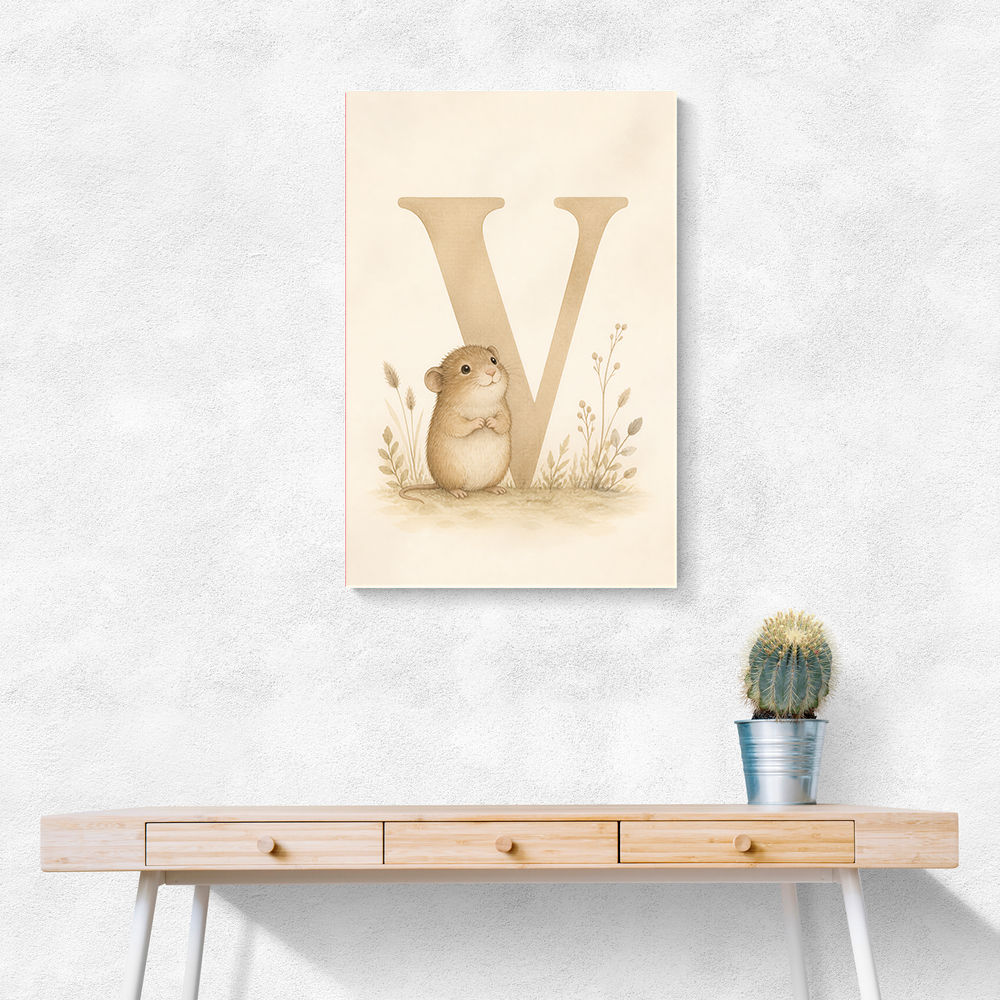 V For Vole Childrens Art Print