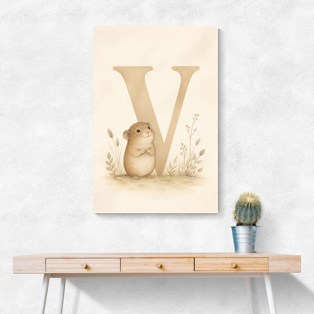 V For Vole Childrens Art Print