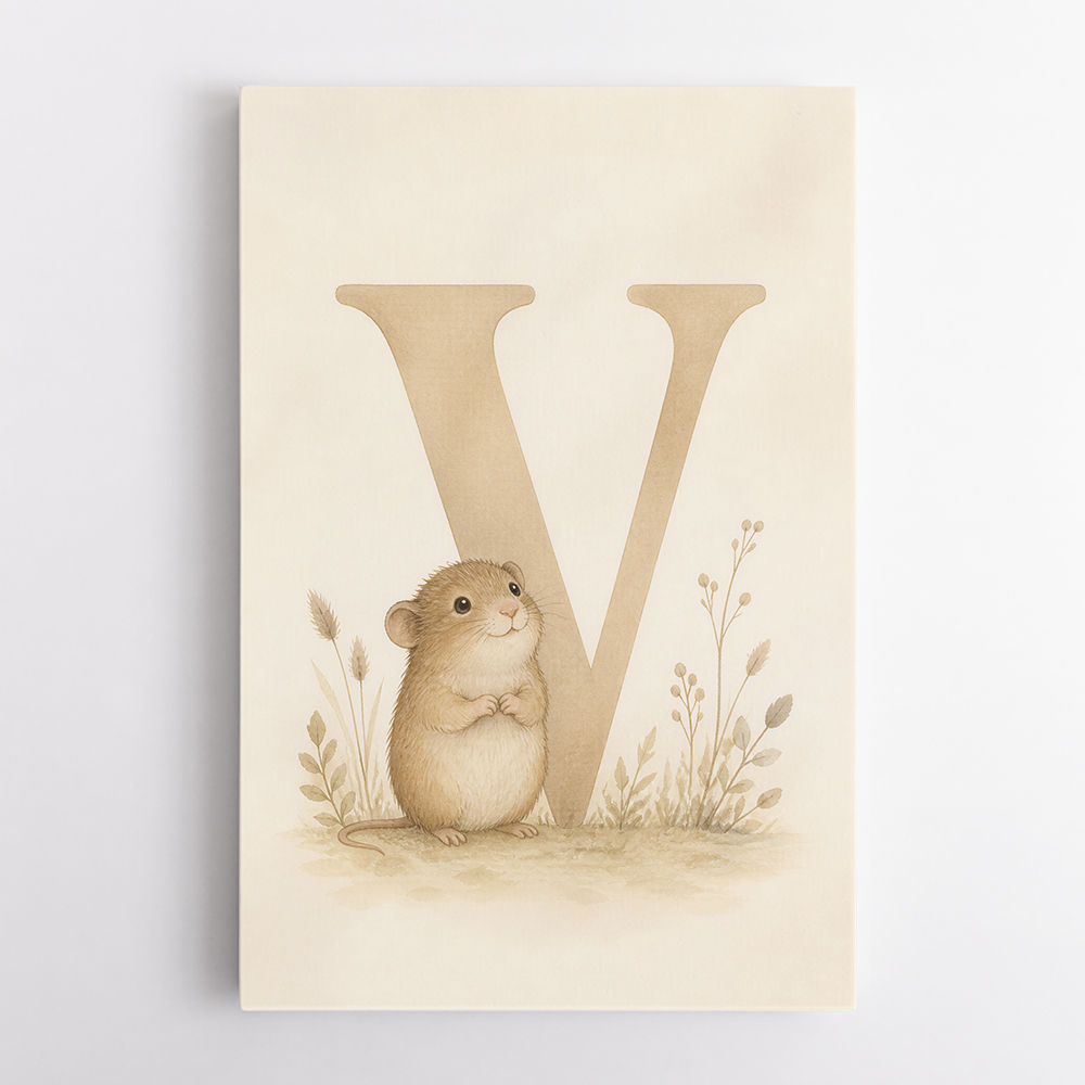 V For Vole Childrens Art Print