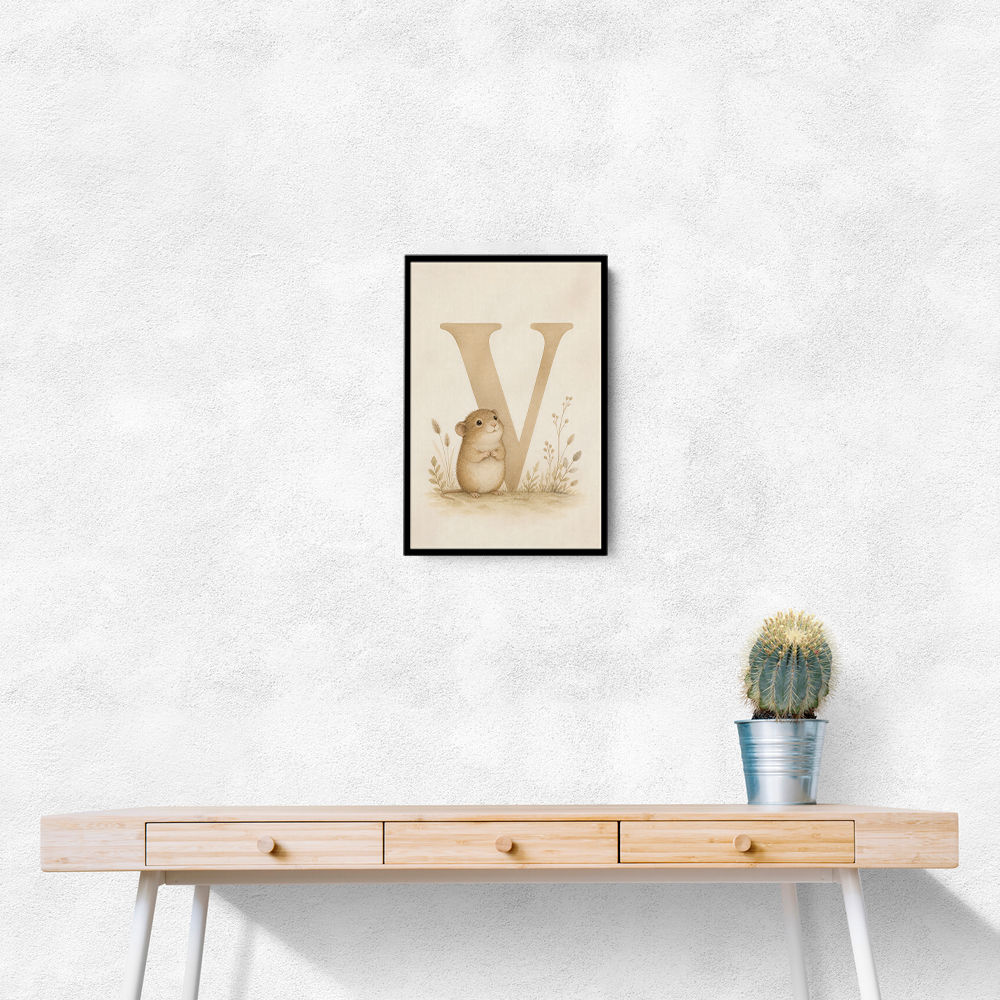 V For Vole Childrens Art Print