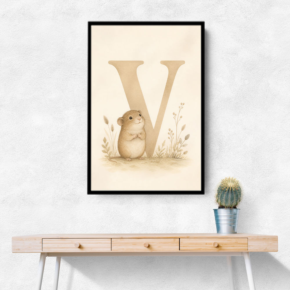 V For Vole Childrens Art Print