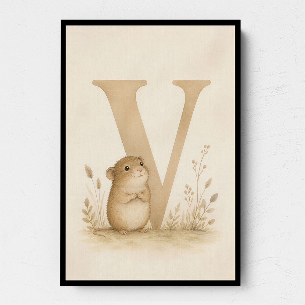 V For Vole Childrens Art Print
