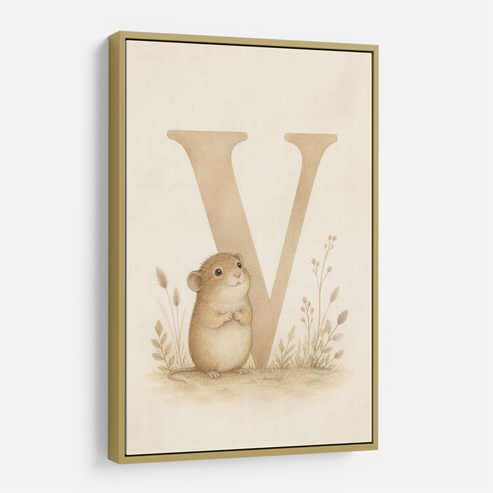 V For Vole Childrens Art Print