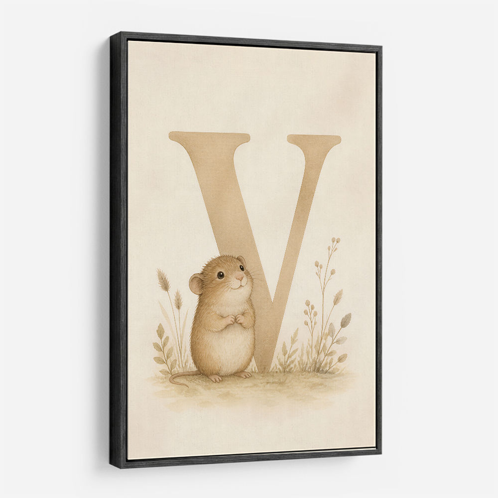 V For Vole Childrens Art Print