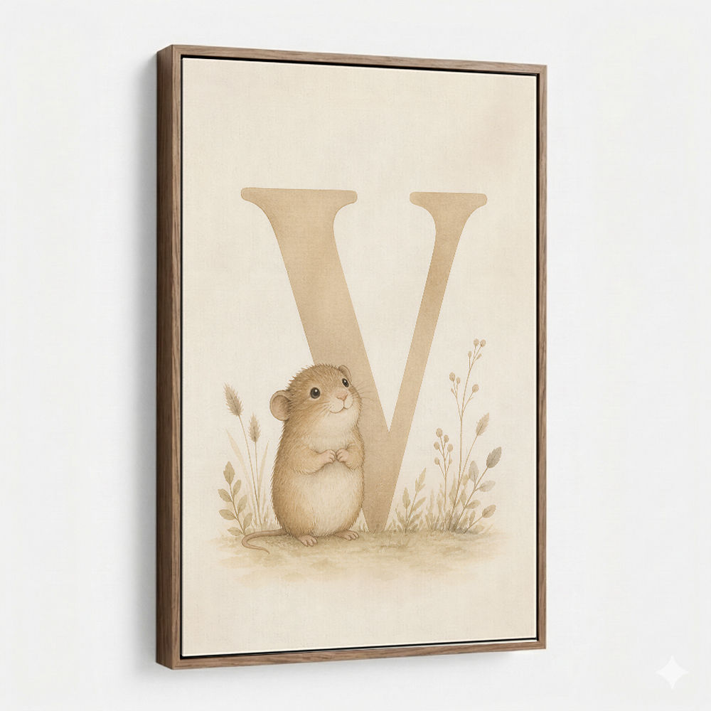 V For Vole Childrens Art Print