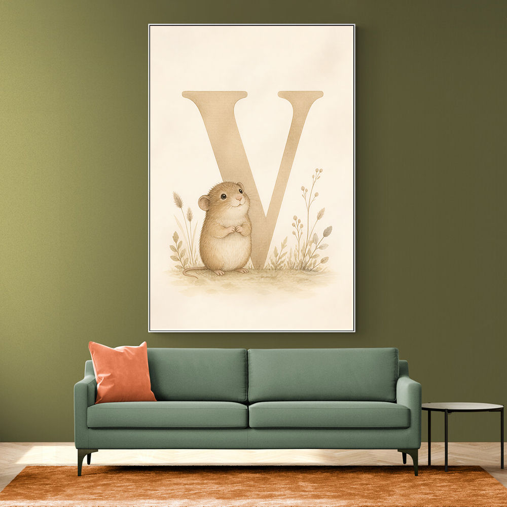 V For Vole Childrens Art Print