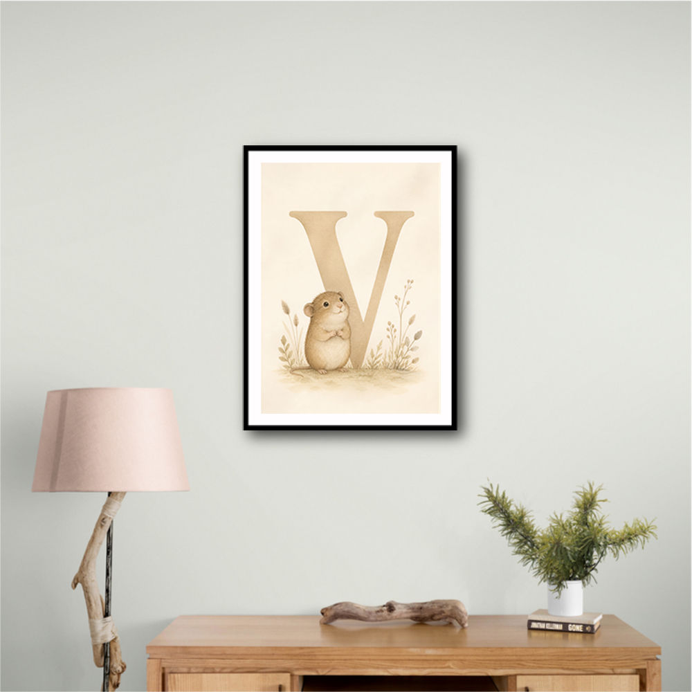 V For Vole Childrens Art Print