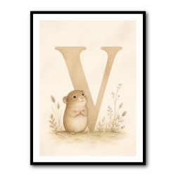 V For Vole Childrens Art Print