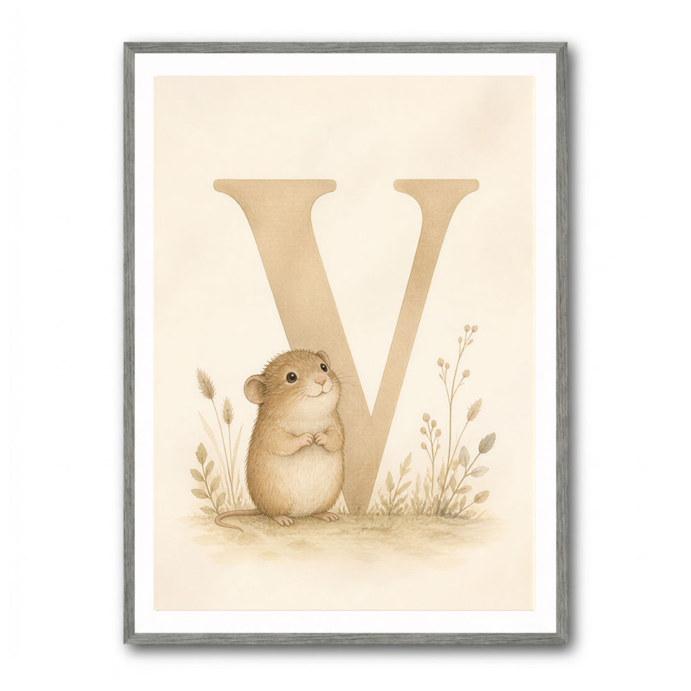 V For Vole Childrens Art Print