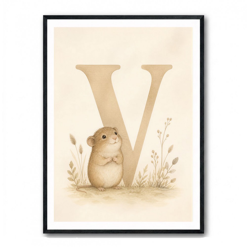 V For Vole Childrens Art Print