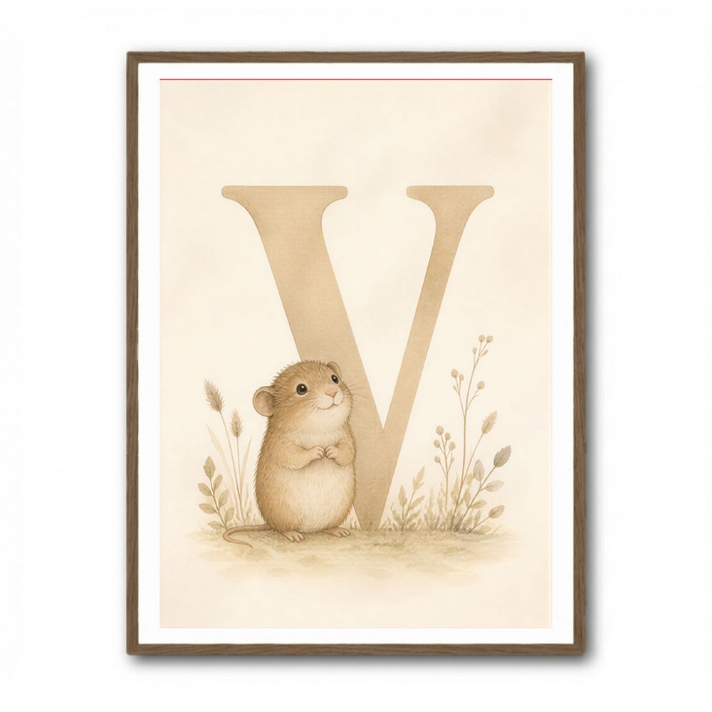 V For Vole Childrens Art Print
