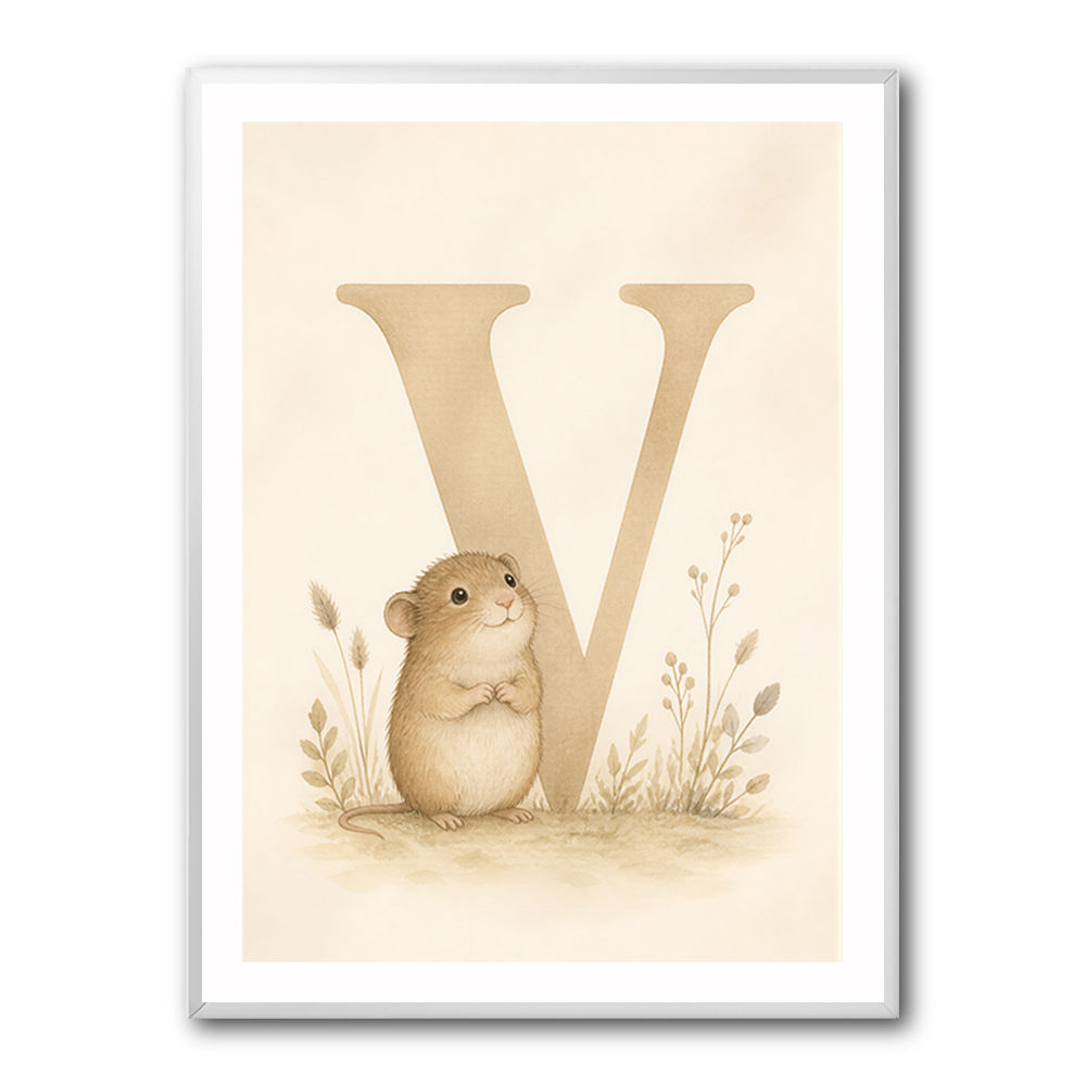 V For Vole Childrens Art Print
