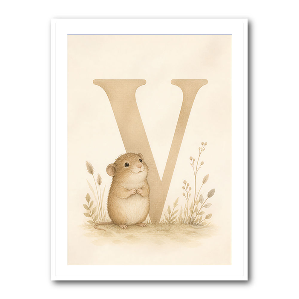 V For Vole Childrens Art Print