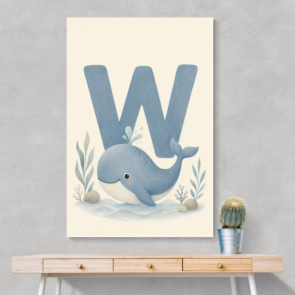 W For Whale Nursery Art Print
