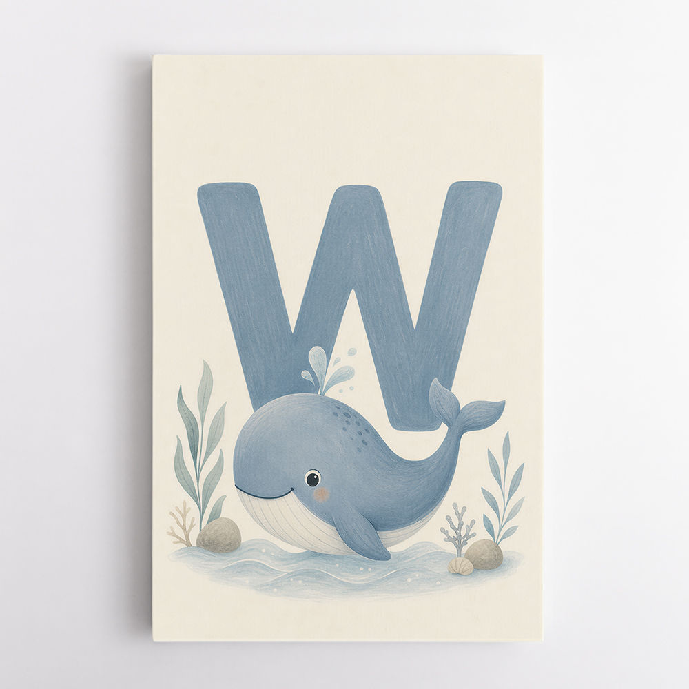 W For Whale Nursery Art Print