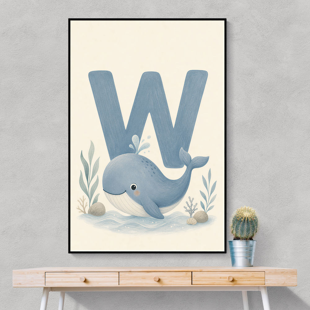 W For Whale Nursery Art Print