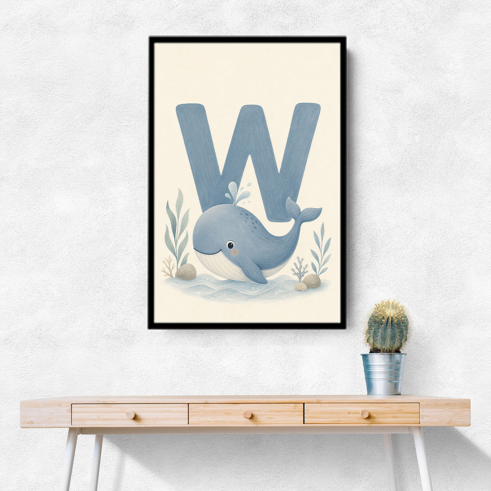 W For Whale Nursery Art Print