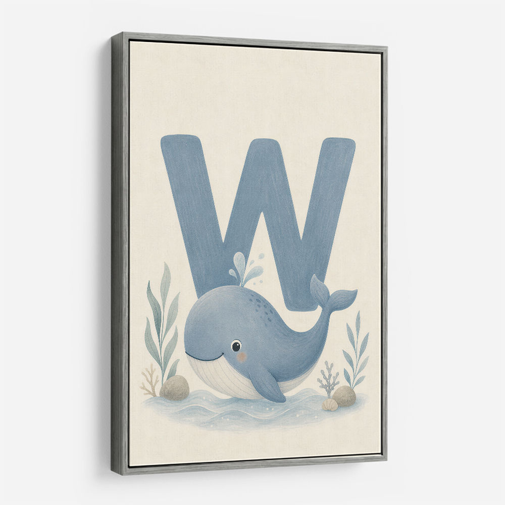 W For Whale Nursery Art Print