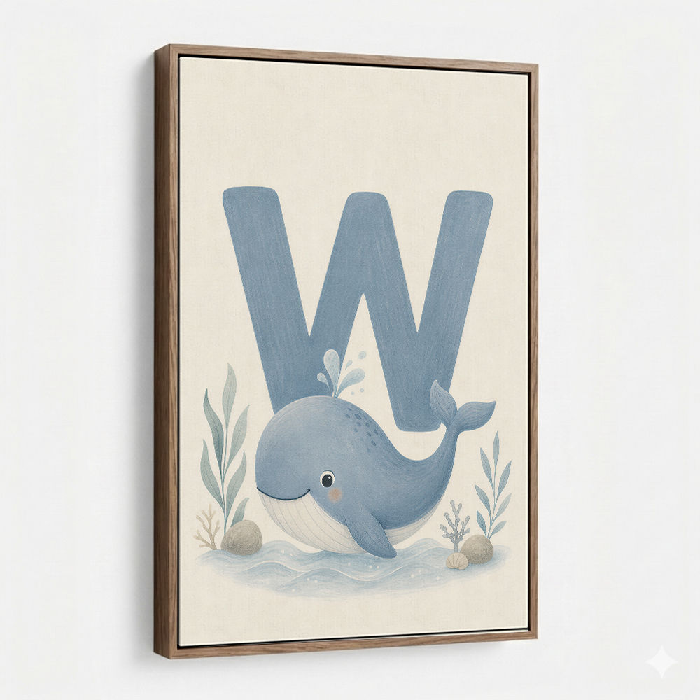 W For Whale Nursery Art Print