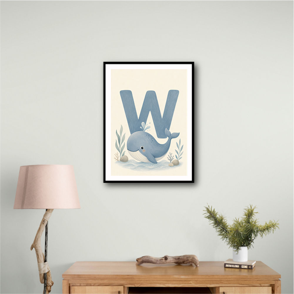 W For Whale Nursery Art Print