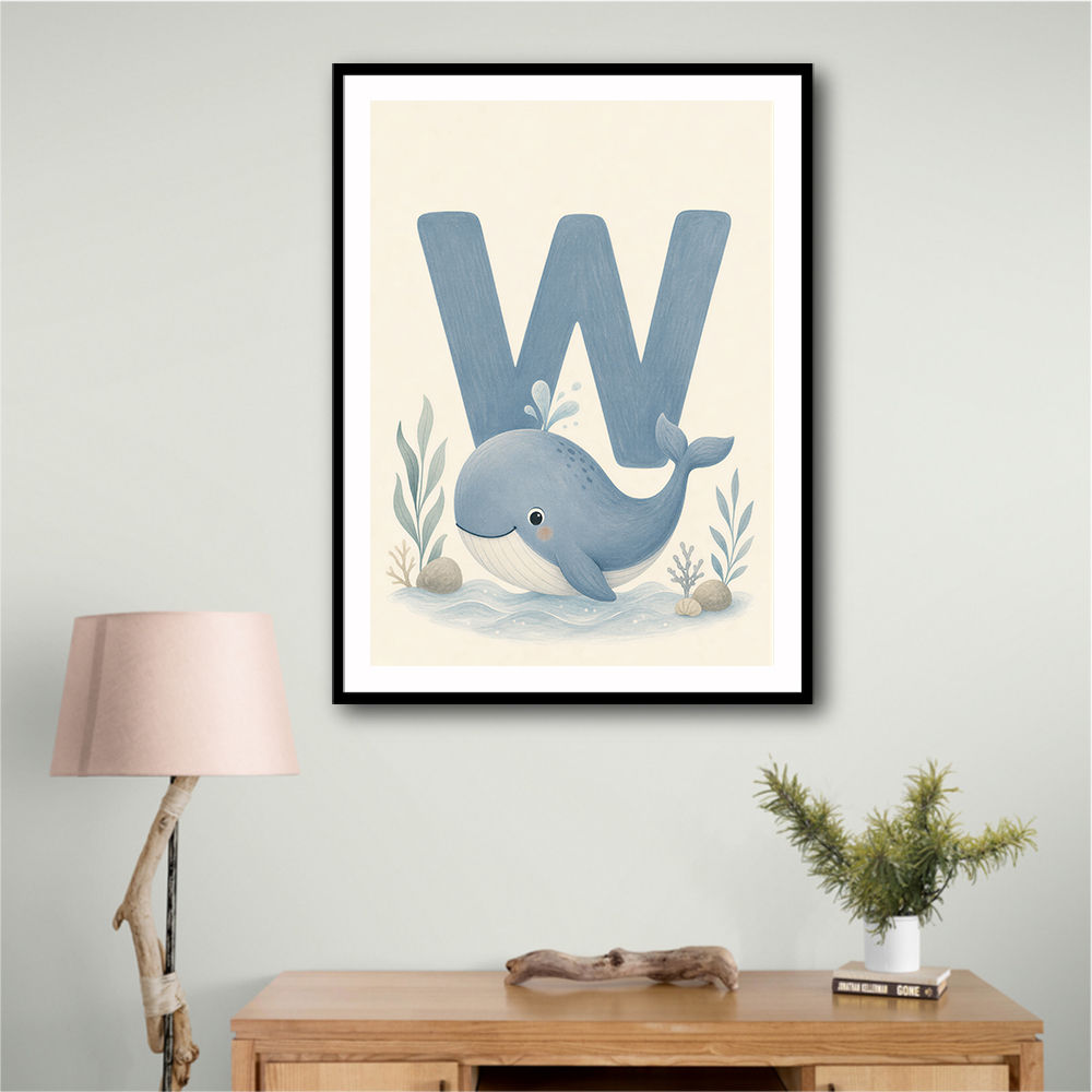 W For Whale Nursery Art Print