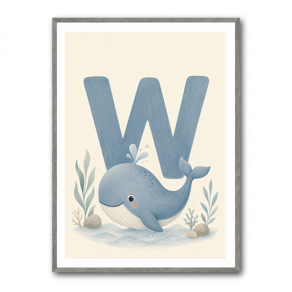 W For Whale Nursery Art Print