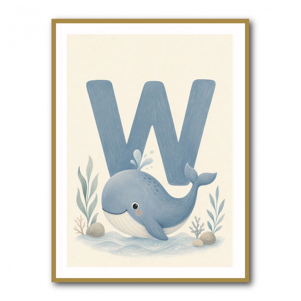 W For Whale Nursery Art Print