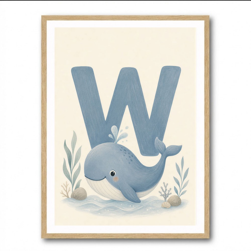 W For Whale Nursery Art Print