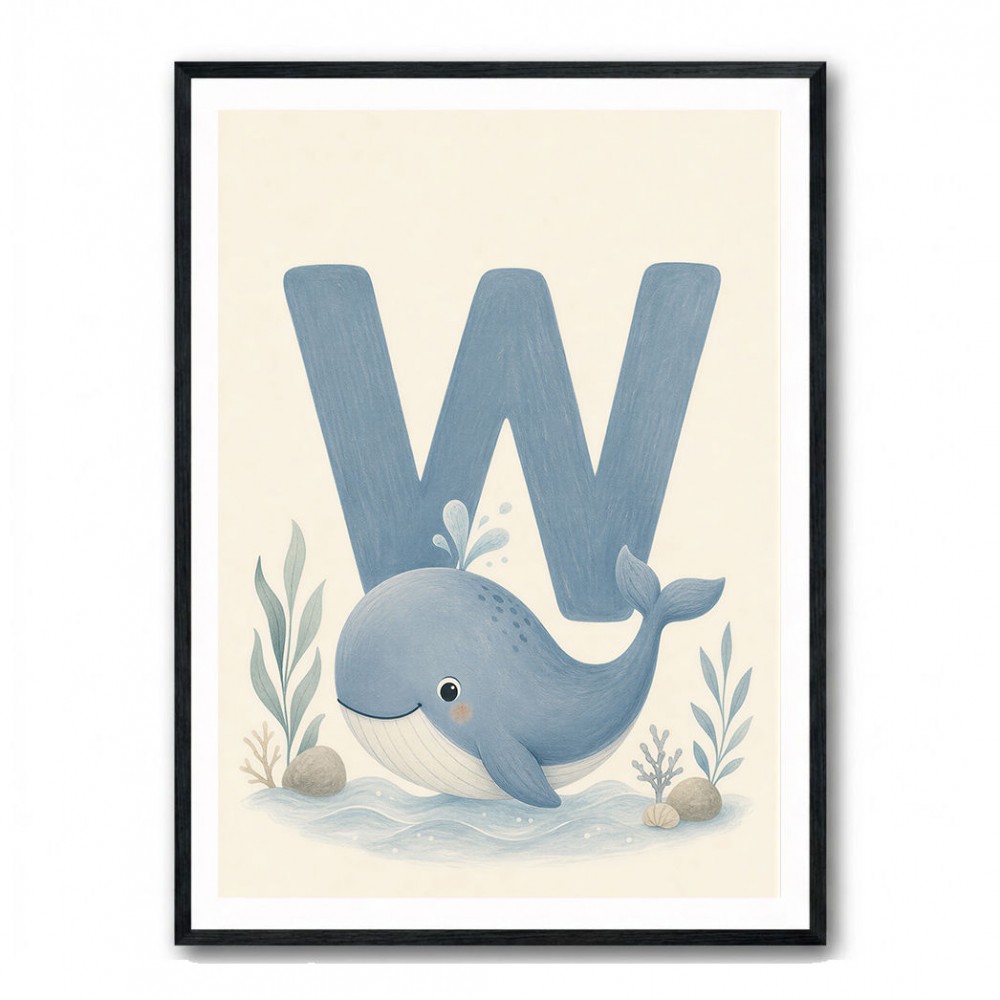 W For Whale Nursery Art Print