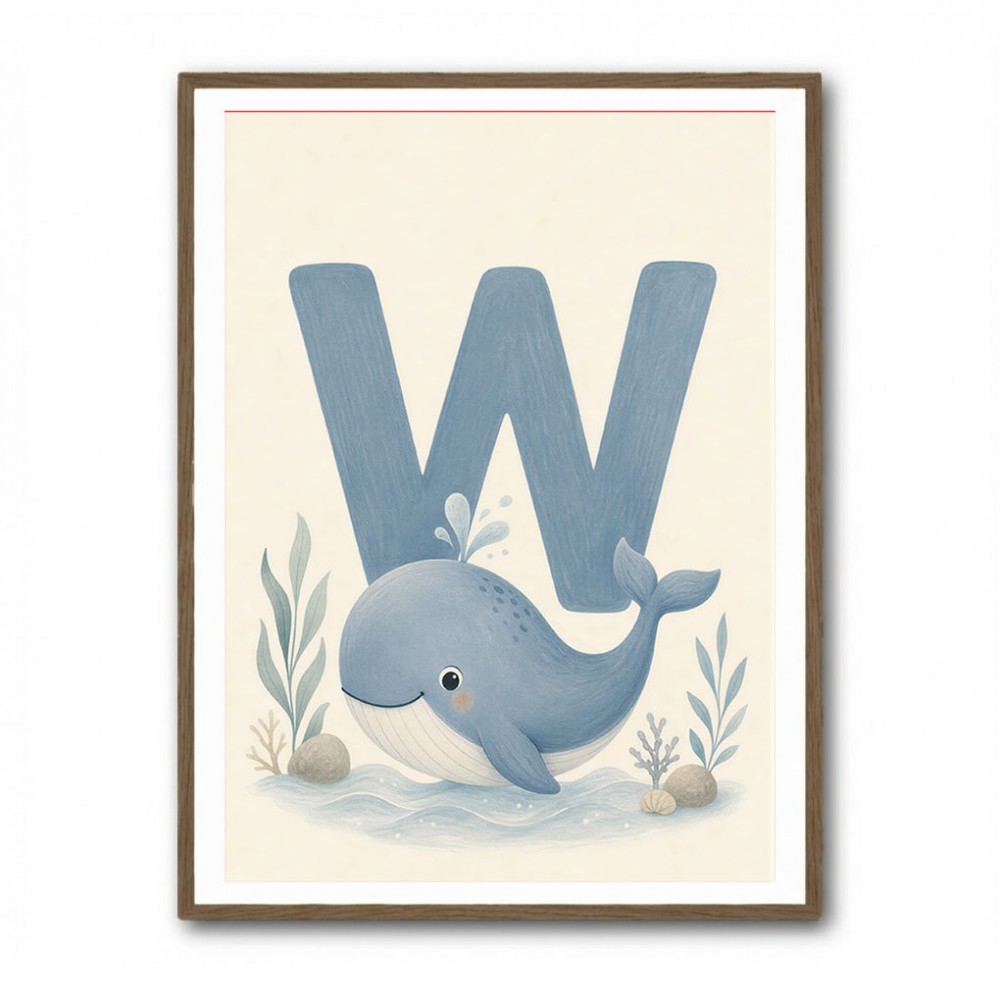 W For Whale Nursery Art Print
