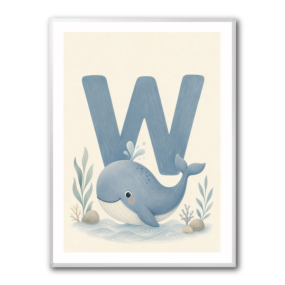 W For Whale Nursery Art Print