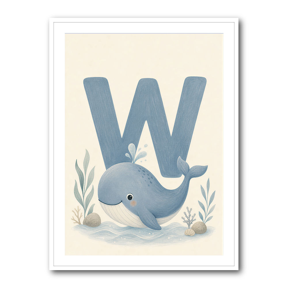 W For Whale Nursery Art Print