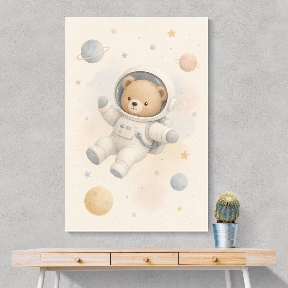 Bear Astronaut Nursery Wall Art Print 